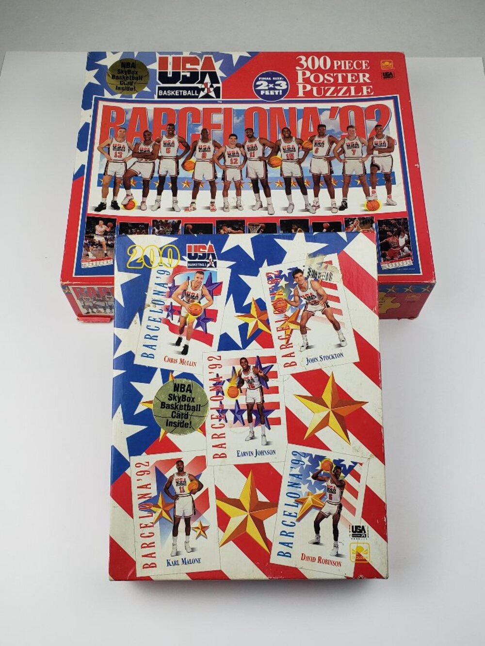 2-Basketball Jigsaw Puzzles USA Olympic Dream Team 300pc/200pc 1992 Barcelona